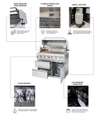 Outdoor Kitchen Island 85.2 Inch 4+1 Burner Propane Gas BBQ Grill 71500 BTU 304 Stainless Steel
