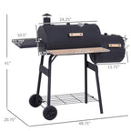 Outsunny 48” Steel Portable Backyard Charcoal BBQ Grill and Offset Smoker Combo