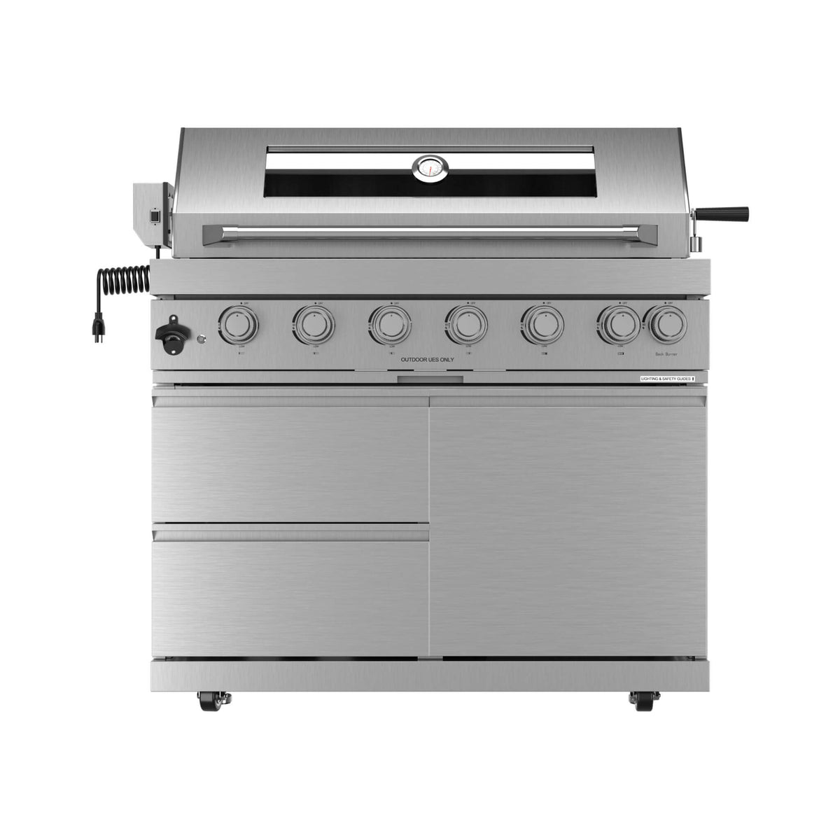Blaze 108-Inch 6-Burner 85K BTU Deluxe Stainless Steel Liquid Propane Outdoor Kitchen Grill Island With Wine Cooler, Rotisserie, Cabinets, And Granite Countertops (SAK58310)