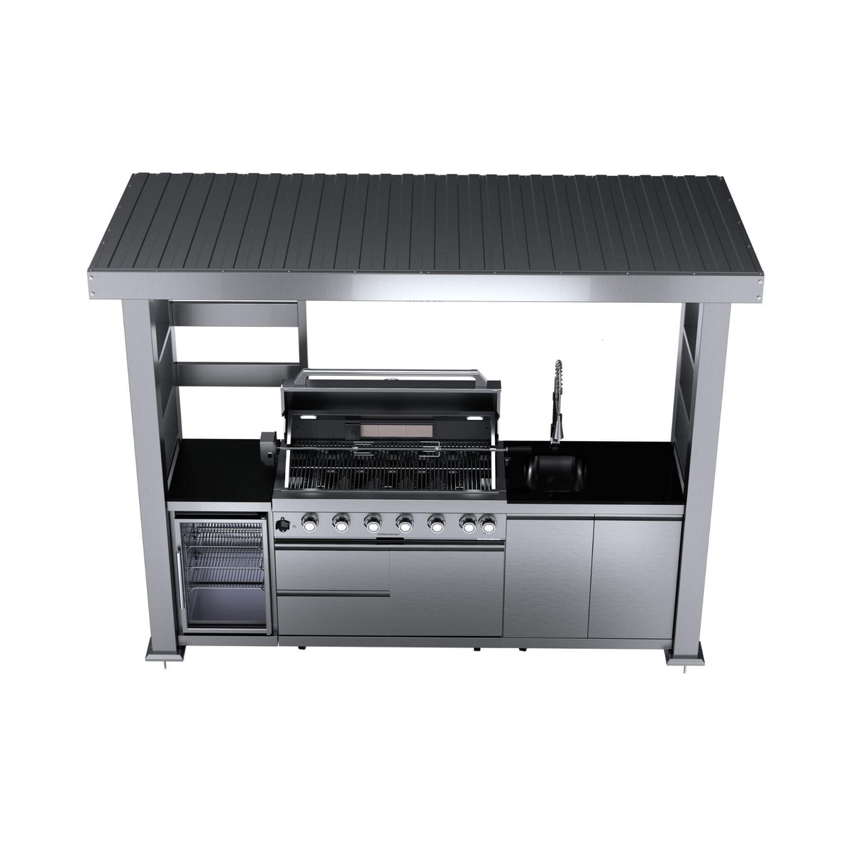 Blaze 108-Inch 6-Burner 85K BTU Deluxe Stainless Steel Liquid Propane Outdoor Kitchen Grill Island With Wine Cooler, Rotisserie, Cabinets, And Granite Countertops (SAK58310)