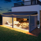 Alora Luxury Wall-Mounted Aluminum Louvered Pergola With Pull-Down Screens (SAK91537)