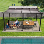 [11X16FT] Alora Outdoor Retractable Backyard Aluminum Metal Pergola With Roof (SAK16804)