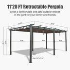 [11X20FT] Alora Premium Outdoor Retractable Aluminum Pergola With Weather-Resistant Canopy (SAK54612)