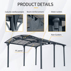 [12X16FT] Alora Large Outdoor Aluminum Arch Carport With Polycarbonate Panels (SAK65820)