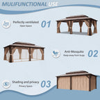 [12X20FT] Alora Premium Aluminum Outdoor Polycarbonate Hardtop Gazebo With Netting & Curtains (SAK36580)