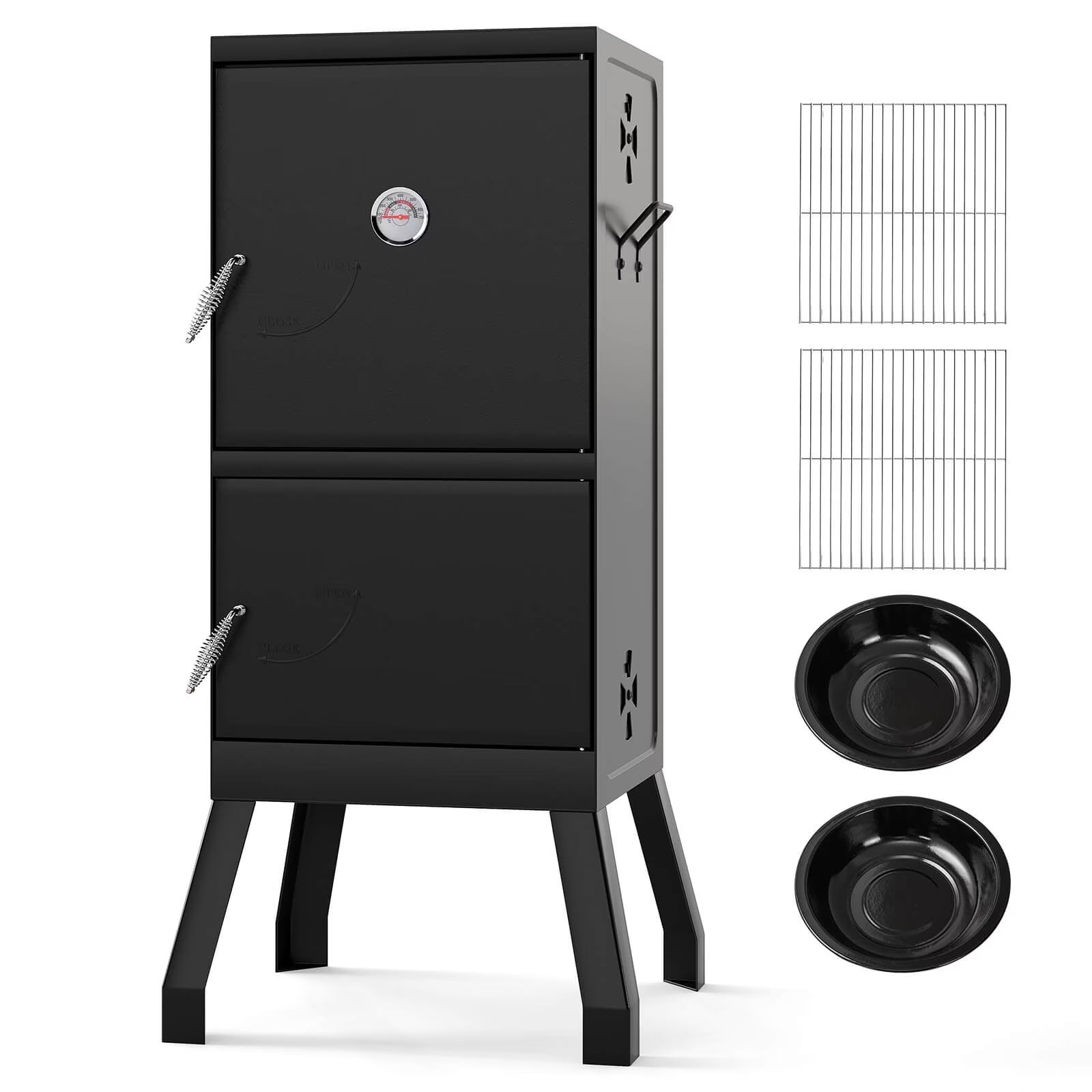 40'' Vertical BBQ Smoker W/Built-In Thermometer Adjustable Air Dampers for Party