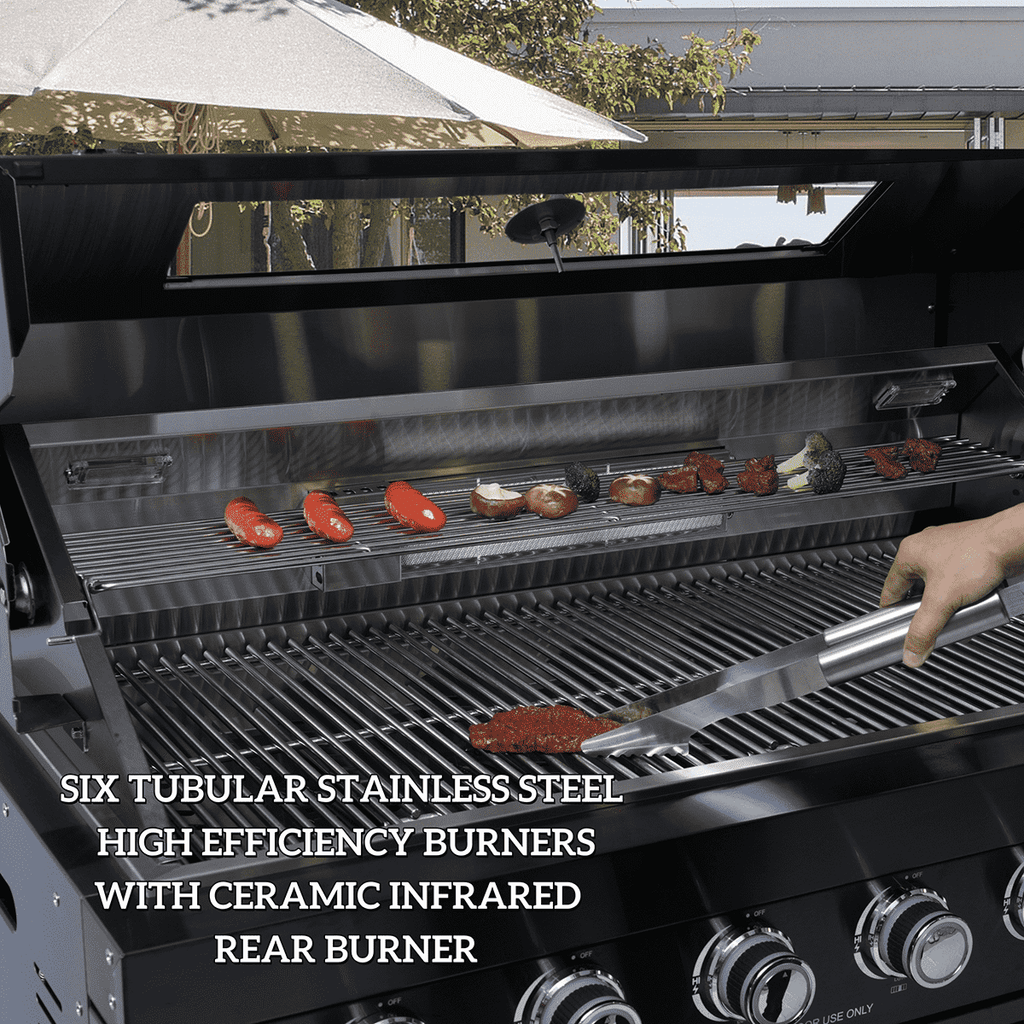 104" 4-Burner 72000 BTU Black Outdoor Kitchen Island Grill with Storage Cabinets & Drawers