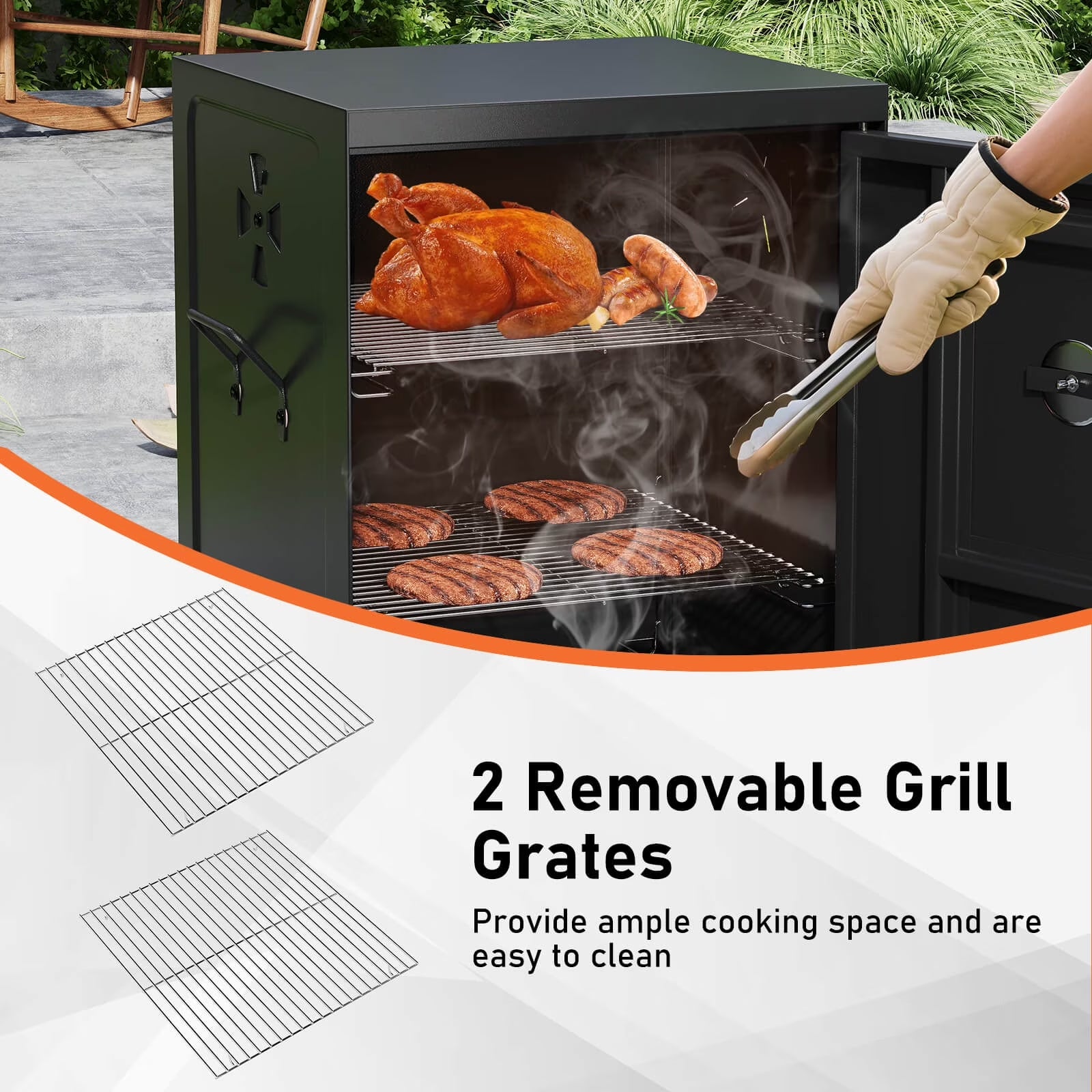 40'' Vertical BBQ Smoker W/Built-In Thermometer Adjustable Air Dampers for Party