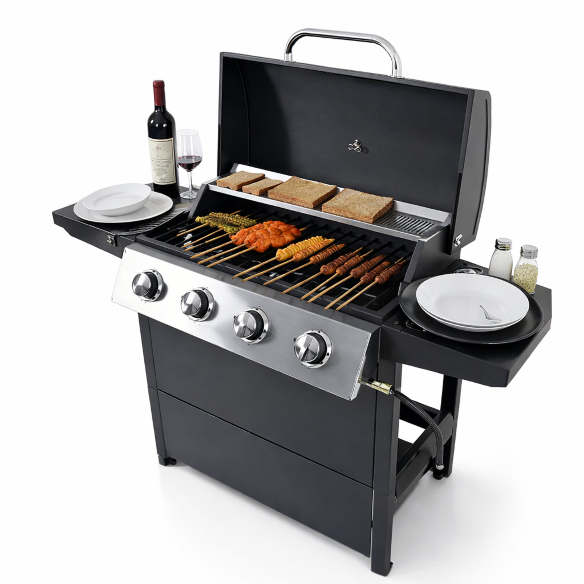 Stainless Steel Burners 4-Burner 34,000 BTU Gas Grill for Patio Outdoor Grills