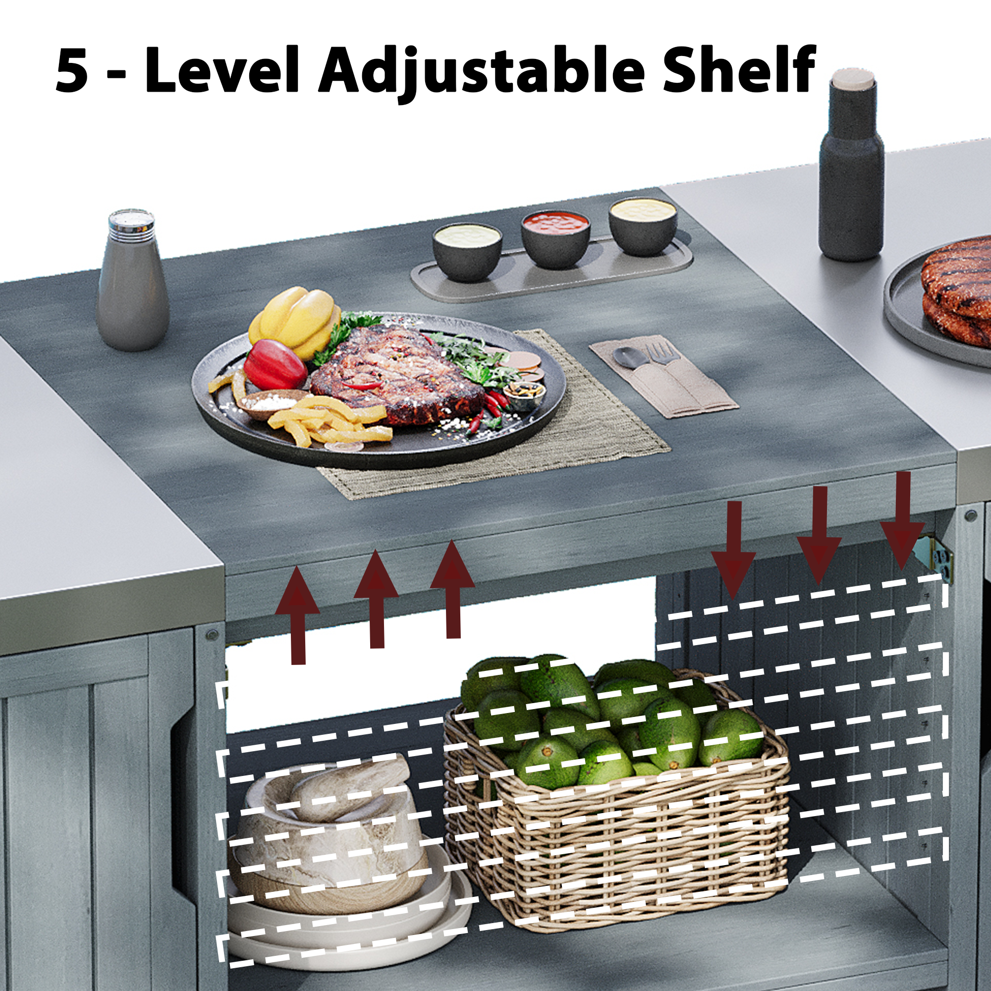 K&K 66.5" Outdoor Kitchen Island for Big Green Egg Grills (Cart only…)