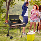 Outsunny 48” Steel Portable Backyard Charcoal BBQ Grill and Offset Smoker Combo