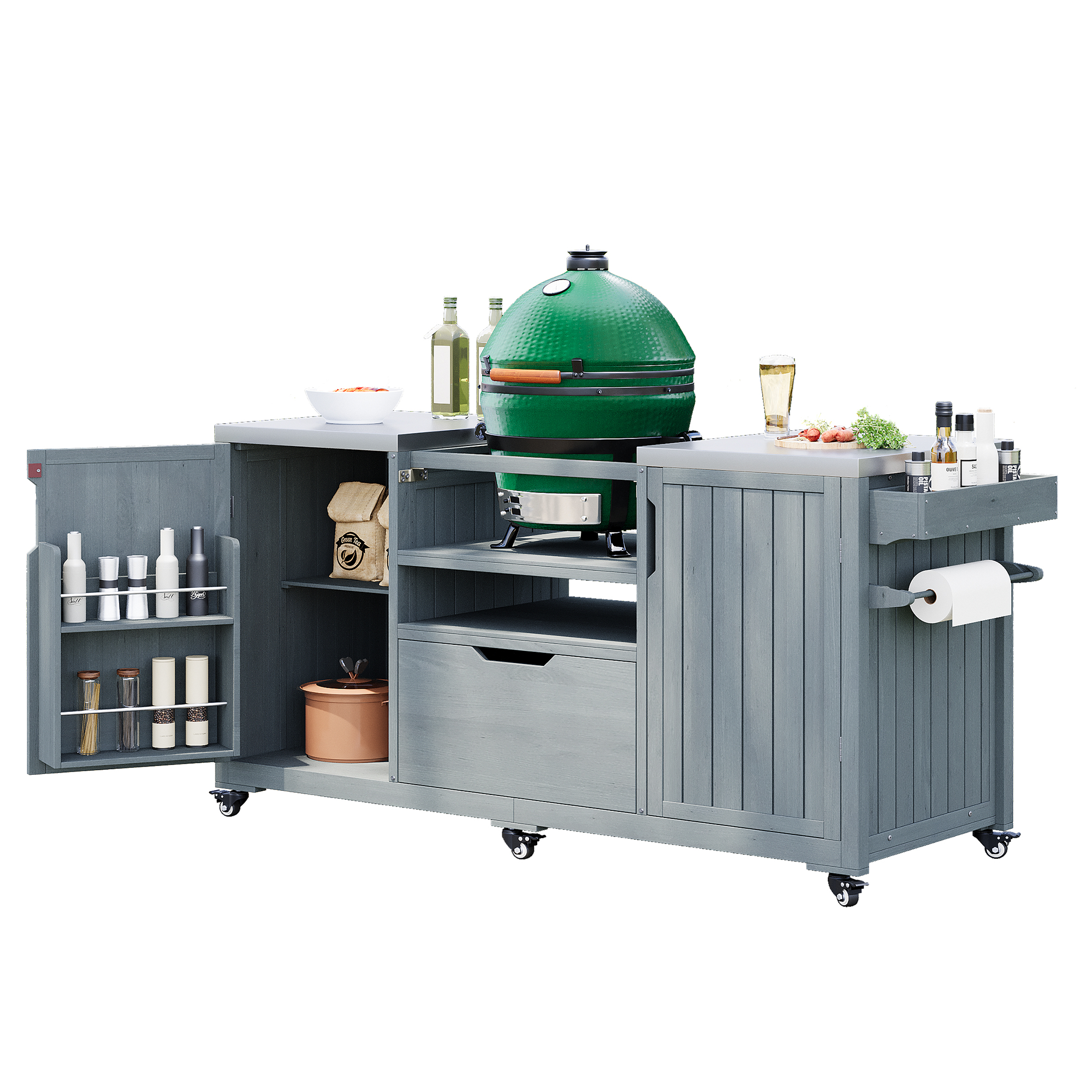 K&K 66.5" Outdoor Kitchen Island for Big Green Egg Grills (Cart only…)