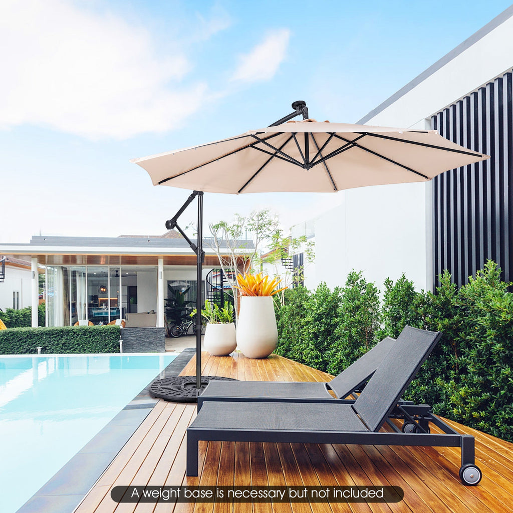 kayleigh offset solar led patio 10 cantilever umbrella Sunnydaze 10-Foot with Air Vent, Navy Blue and more BCP sets 10 Ft Solar Cantilever Patio