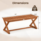 2-Person 44" Solid Wood Outdoor Bench with Slatted Seat for Patio Park Balcony