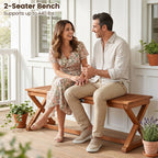 2-Person 44" Solid Wood Outdoor Bench with Slatted Seat for Patio Park Balcony