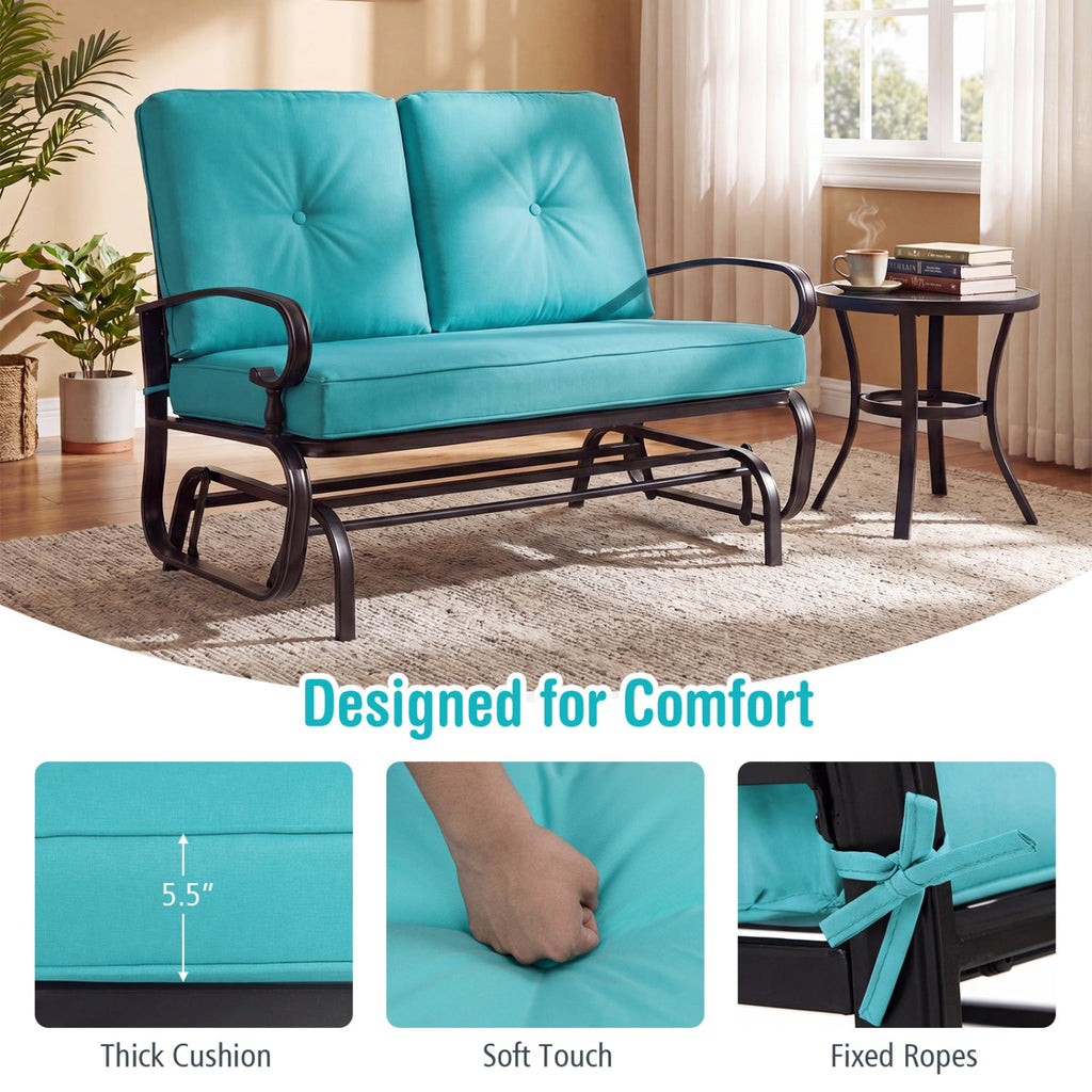 2-Seat Outdoor Swing Glider Chair with Cushions