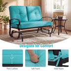 2-Seat Outdoor Swing Glider Chair with Cushions
