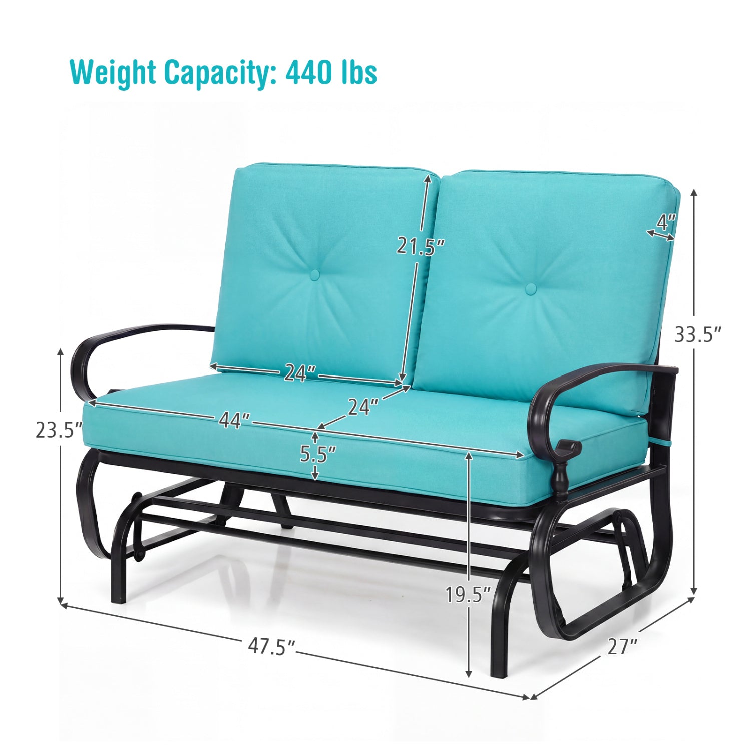 2-Seat Outdoor Swing Glider Chair with Cushions