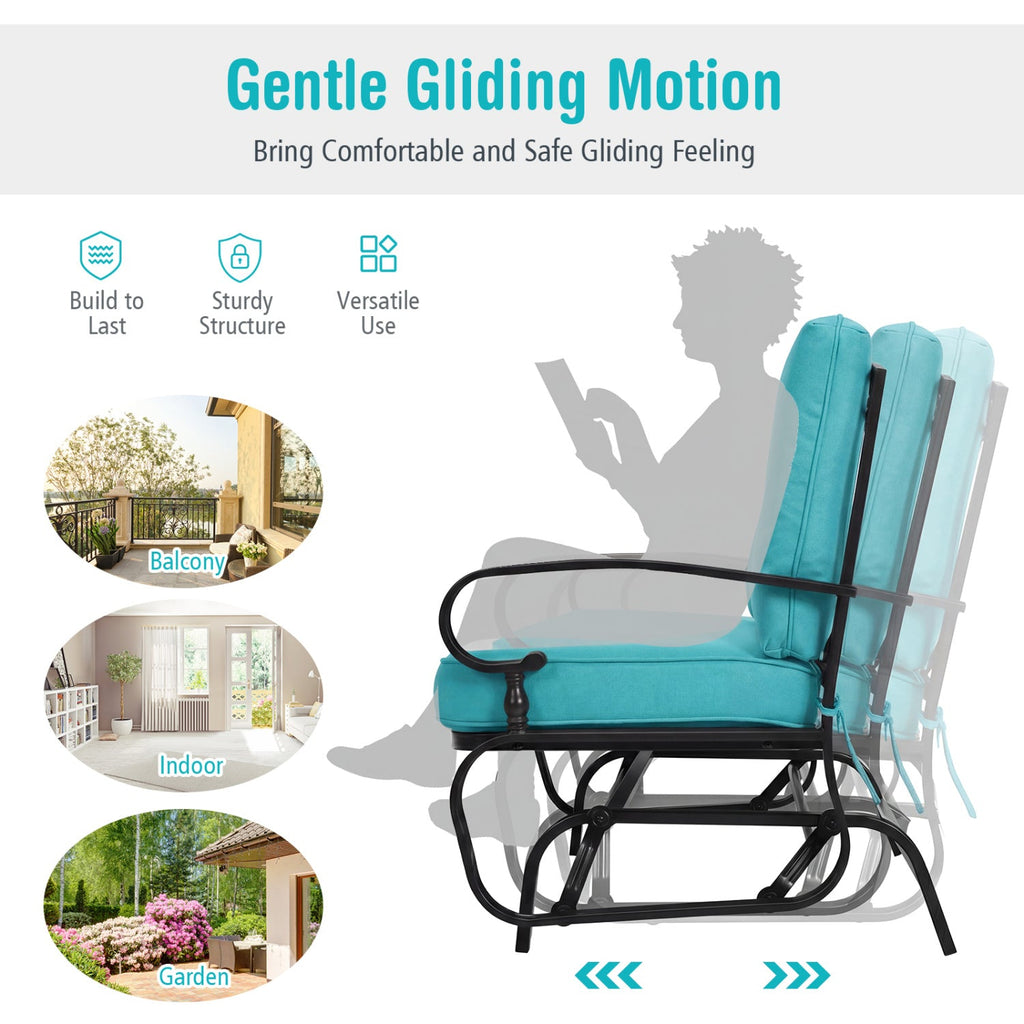 2-Seat Outdoor Swing Glider Chair with Cushions