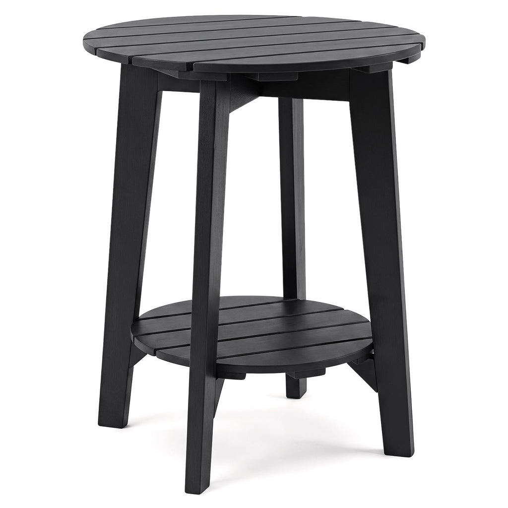 Eucalyptus Wood Outdoor Side Table with Storage Shelf
