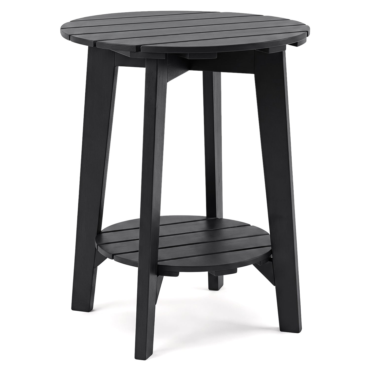 Eucalyptus Wood Outdoor Side Table with Storage Shelf
