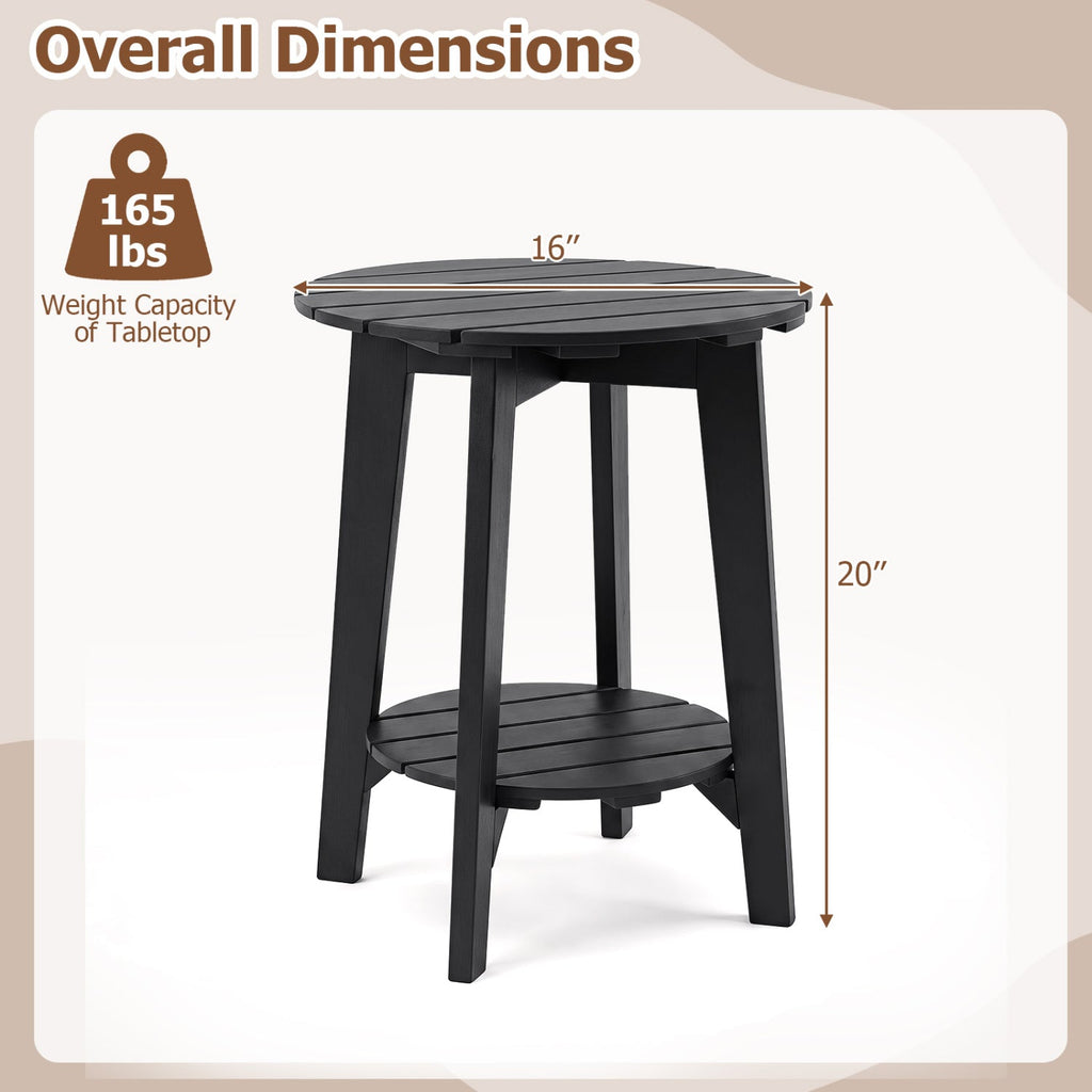 Eucalyptus Wood Outdoor Side Table with Storage Shelf