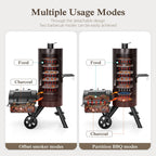 Vertical Charcoal Grill with Offset Smoker 961 Square Inches Extra Large BBQ