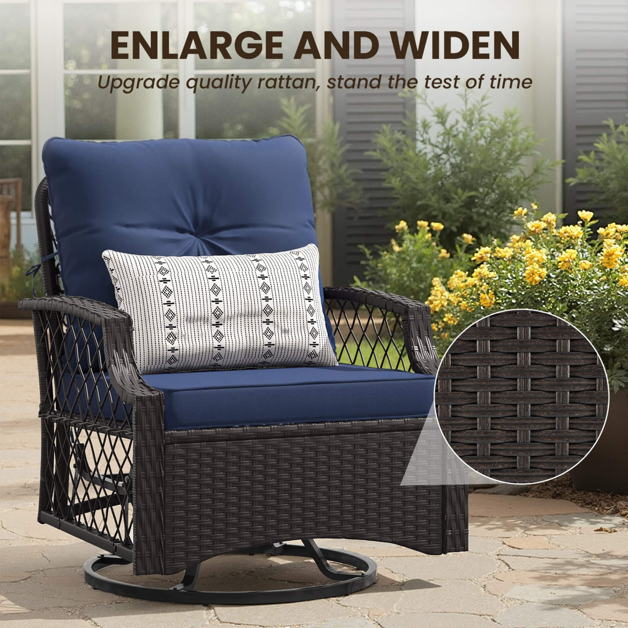Alora 3-Piece Wicker Patio Bistro Set W/ Swivel Chairs And Table (SAK14789)