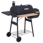 Outsunny 48” Steel Portable Backyard Charcoal BBQ Grill and Offset Smoker Combo