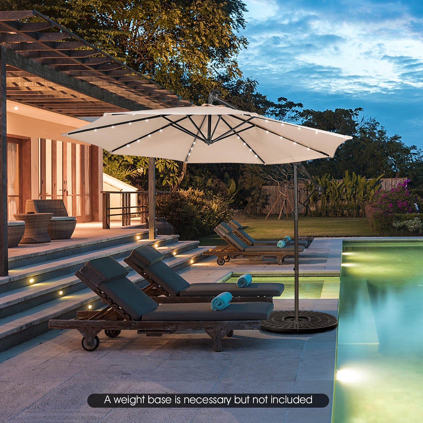 10 Ft Solar Cantilever Patio Umbrella With Tilt – Grilling Spaces