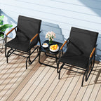 3-Piece Outdoor Glider Bistro Set with Tempered Glass Table