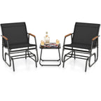 3-Piece Outdoor Glider Bistro Set with Tempered Glass Table