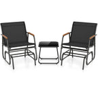 3-Piece Outdoor Glider Bistro Set with Tempered Glass Table