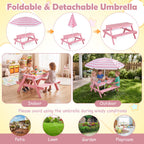 Kids Outdoor Picnic Water Sand Table with Umbrella