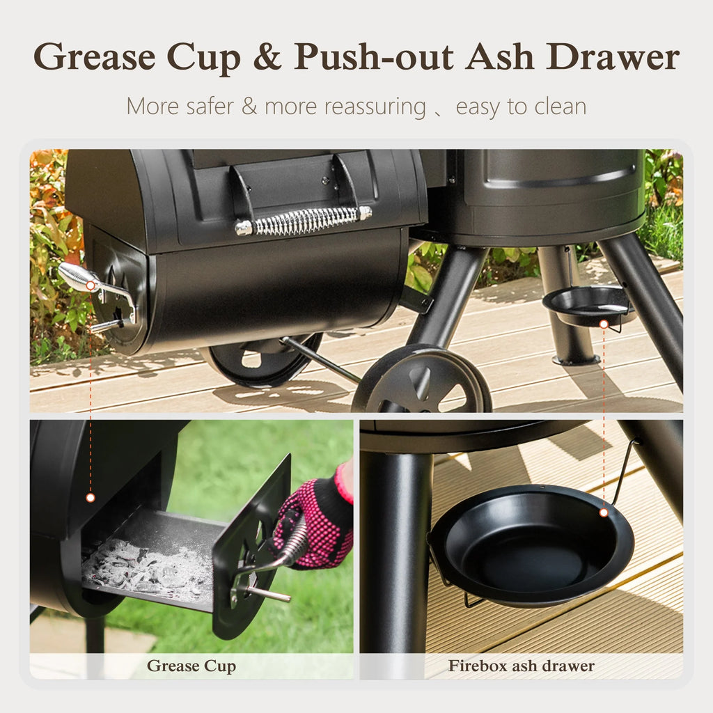Vertical Charcoal Grill with Offset Smoker 961 Square Inches Extra Large BBQ