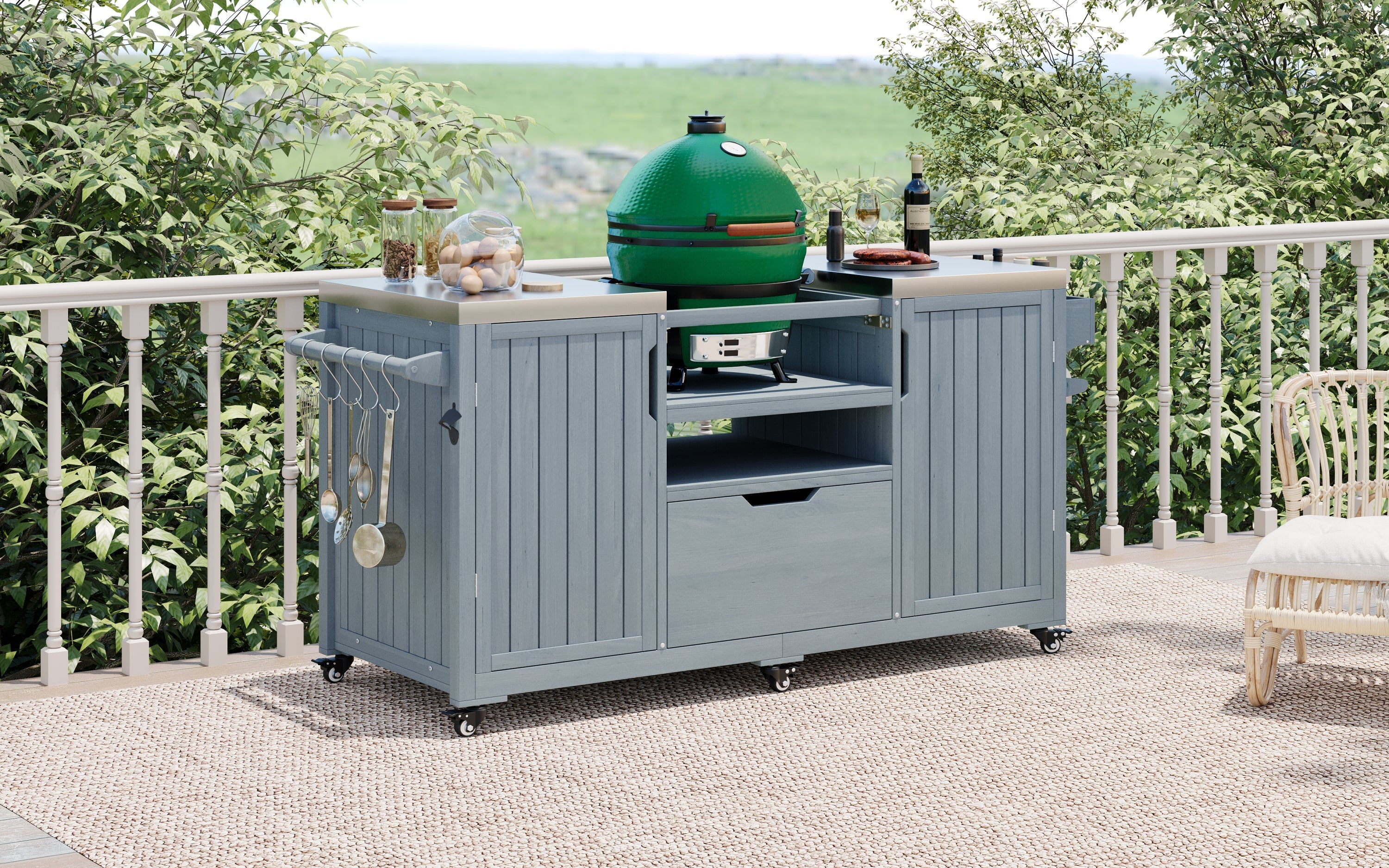 K&K 66.5" Outdoor Kitchen Island for Big Green Egg Grills (Cart only…)