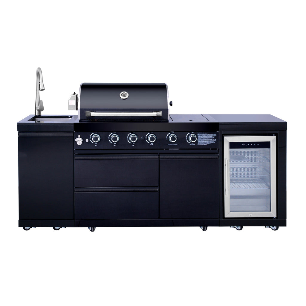 Outdoor Kitchen Island 85.2 Inch 4+1 Burner Propane Gas BBQ Grill 71500 BTU 304 Stainless Steel