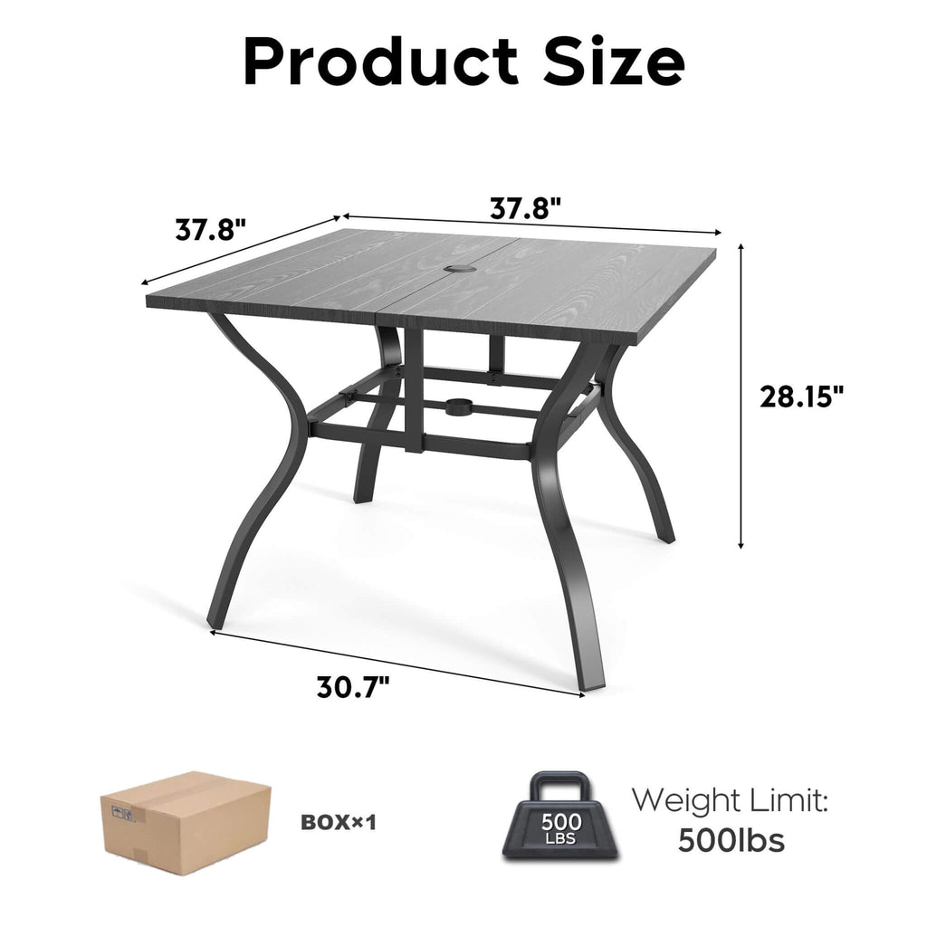 Alora 5-Piece Outdoor Dining Set With 4 Heavy-Duty Chairs And Square Table With Umbrella Hole [UMBRELLA NOT INCLUDED] (SAK93546)