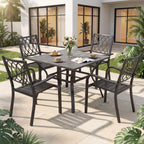 Alora 5-Piece Outdoor Dining Set With 4 Heavy-Duty Chairs And Square Table With Umbrella Hole [UMBRELLA NOT INCLUDED] (SAK93546)