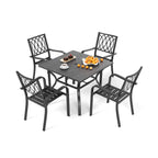 Alora 5-Piece Outdoor Dining Set With 4 Heavy-Duty Chairs And Square Table With Umbrella Hole [UMBRELLA NOT INCLUDED] (SAK93546)