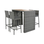 Alora 5-Piece Wicker Patio Bar Set With Cushions & Acacia Table (SAK26801)