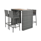 Alora 5-Piece Wicker Patio Bar Set With Cushions & Acacia Table (SAK26801)