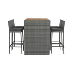Alora 5-Piece Wicker Patio Bar Set With Cushions & Acacia Table (SAK26801)