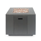 33" Outdoor Iron Square Propane Fire Pit - Brushed Brown