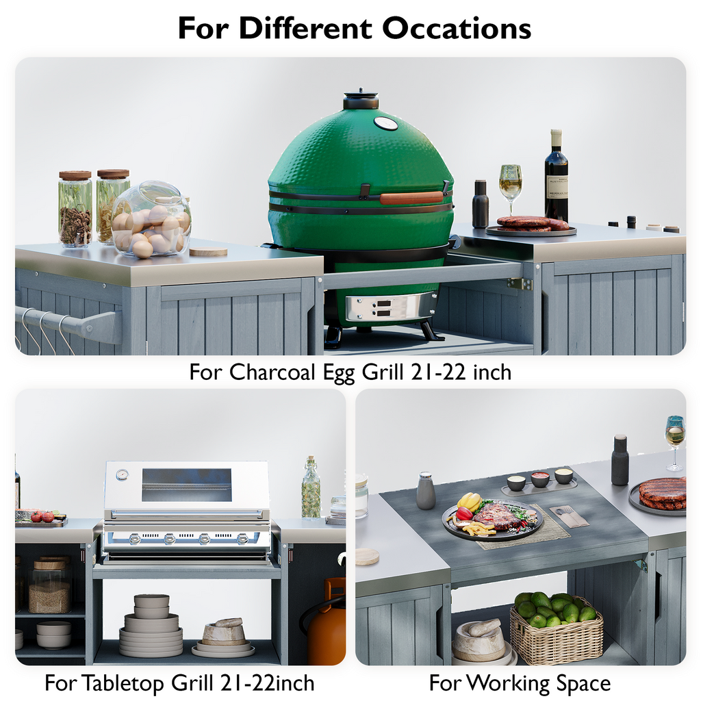 K&K 66.5" Outdoor Kitchen Island for Big Green Egg Grills (Cart only…)