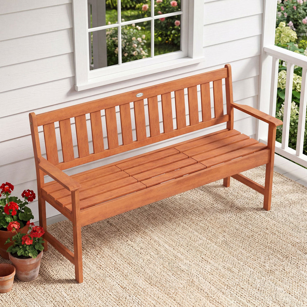 59" Outdoor Wood Garden Bench with Pull