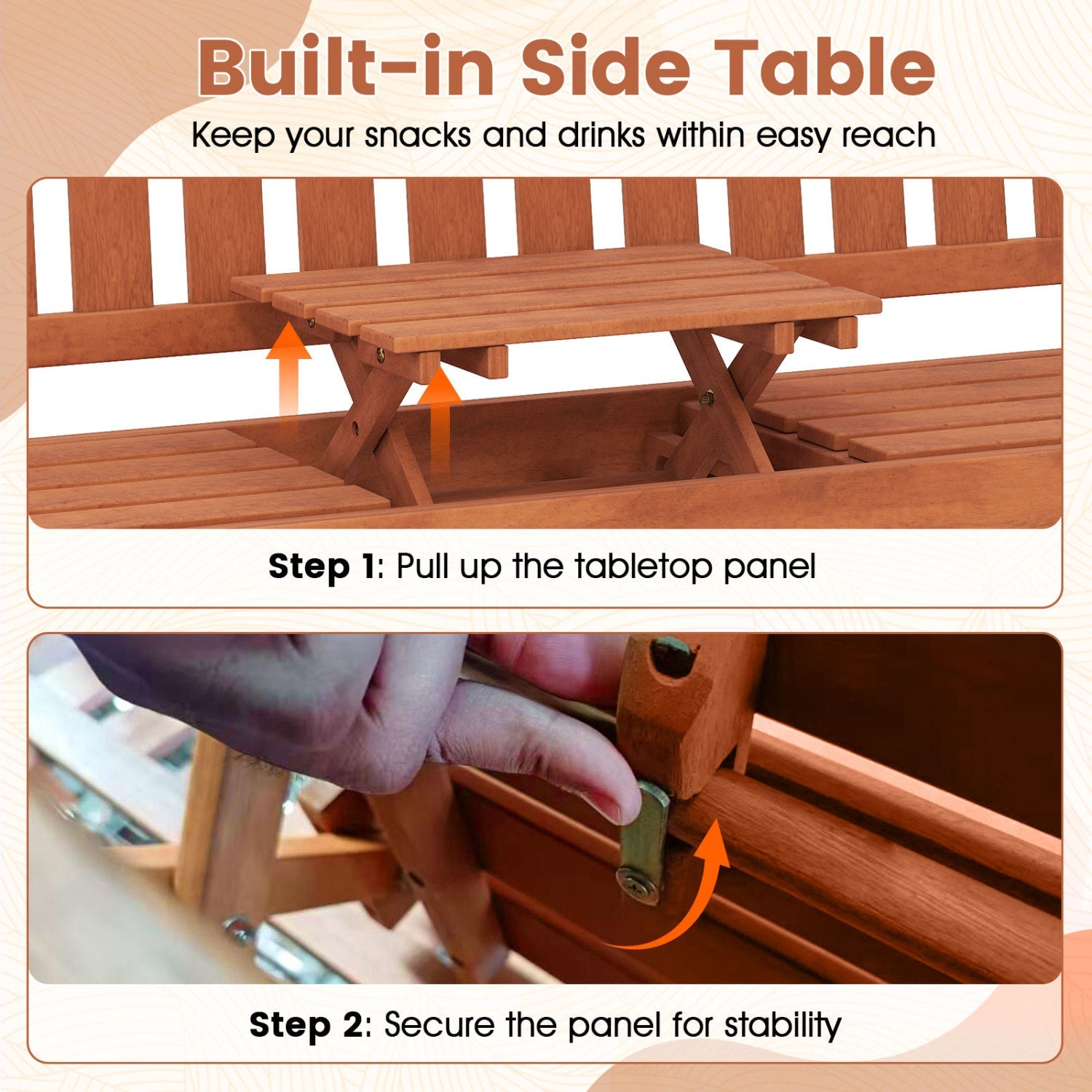 59" Outdoor Wood Garden Bench with Pull