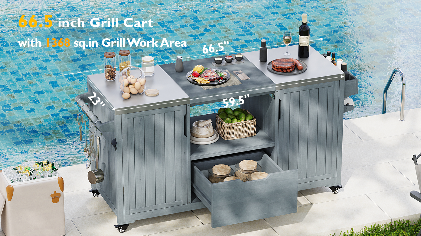 K&K 66.5" Outdoor Kitchen Island for Big Green Egg Grills (Cart only…)