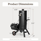 Vertical Charcoal Grill with Offset Smoker 961 Square Inches Extra Large BBQ