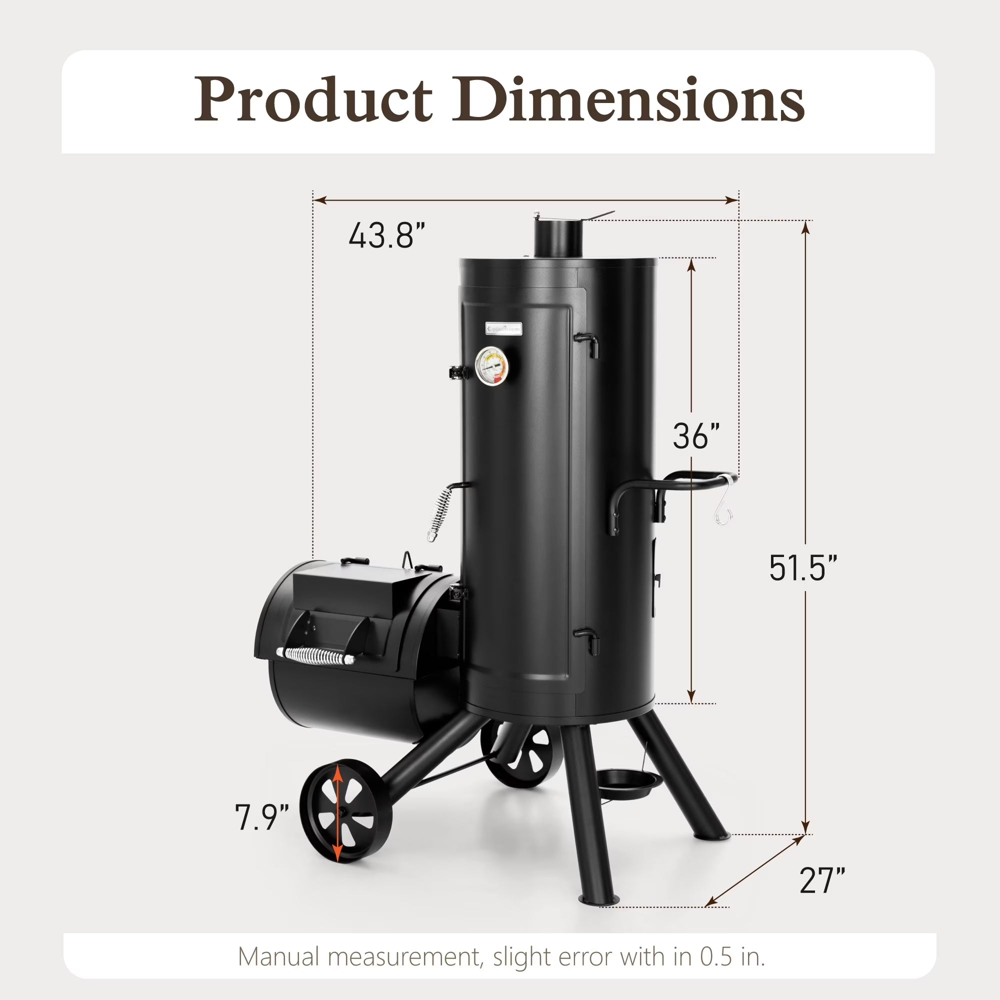 Vertical Charcoal Grill with Offset Smoker 961 Square Inches Extra Large BBQ